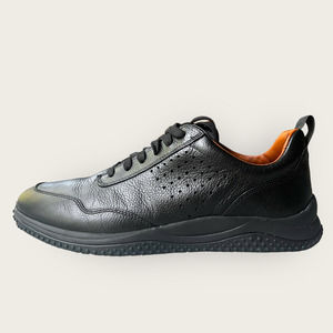 Used Black Clarks Puxton Lace Leather Athletic Sneakers for Men, Size 12